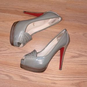 Christian Louboutin Peniche Peep-Toe Penny Loafer Pumps, Size 36 Platform 140